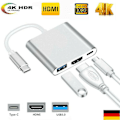 Miniatyrbild 1 av 4: Type-C USB till USB-C HDMI 4K USB3.0 HUB-kabel Digital AV-adapter Silver