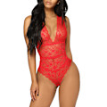 Miniatyrbild 1 av 5: Sexiga underkläder för kvinnor spets mesh bodysuit nattkläder red M