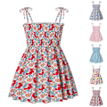 Miniatyrbild 3 av 5: Småbarn Barn Baby Flickor Sommarklänningar Ärmlös Spaghettiband Elastisk Prinsess Solklänning Födelsedag Sommar Butikskläder E 100cm