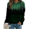 Miniatyrbillede 1 af 5: Plus Size Dame Trykt Løs Hættetrøje Sweatshirt Langærmet Green M