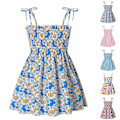 Miniatyrbild 2 av 5: Småbarn Barn Baby Flickor Sommarklänningar Ärmlös Spaghettiband Elastisk Prinsess Solklänning Födelsedag Sommar Butikskläder A 100cm