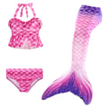 Miniatyrbild 7 av 9: Barn Flickor Mermaid Tail 3ST Set Kostym Baddräkt Badkläder Strandkläder Ålder 2-13 år C 140cm