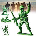 Miniatyrbilde 4 av 4: Morsomme grønne soldater, Mini langfinger-soldatstatue, soldatstatue ornament, soldatfigurer, militært tema skrivebordsdekorasjon C
