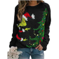 Miniatyrbillede 1 af 3: Grinch Jul Dame Mode Afslappet Sweatshirt Toppe black M