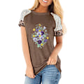 Miniatyrbild 1 av 5: Dam Sommar Blommig T-shirt Toppar Leopard Casual Blus Tee Coffee M