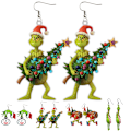 Miniatyrbilde 4 av 4: Jul The Grinch Øredobber Smykker 2D Nyhet Morsom Dinglende Drop Julegave Dame D