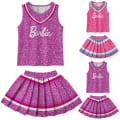 Miniatyrbild 2 av 3: Halloween Barn Flickor Barbie Cheerleader Cosplay Toppar Kjolar Set rose red 110cm