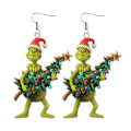Miniatyrbilde 1 av 4: Jul The Grinch Øredobber Smykker 2D Nyhet Morsom Dinglende Drop Julegave Dame B