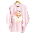 Miniatyrbillede 1 af 2: Dame Julemand Print Juletids Langærmet pink 2XL