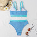 Miniatyrbild 2 av 5: Dam Baddräkt Vadderad Bikini Set Sommar Baddräkt Strandkläder Lake Blue XL