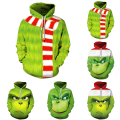 Miniatyrbild 2 av 3: Grinchen 3D Tecknad Jul Tröjor Hoodie Jacka Julklapp Barn E 150cm