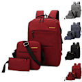 Miniatyrbild 2 av 5: 3 st/set Unisex Ryggsäck för män Skolryggsäck Reseryggsäck Axelväska Laptopväska Handväska för utomhusbruk Red
