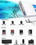 Miniatyrbillede 2 af 4: Type-C/Lightning til USB-A/TF/SD 3-i-1 adapterkabelhub til iPhone Plug and Play Blue