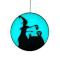 Pikkukuva 1 / 5: Halloween Hehkuva Lasinen Musta Noita Riipus Korutarvikkeet Sisustus Blue