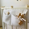 Miniatyrbillede 7 af 7: Nyfødt tremmeseng opbevaringslegetøj blelomme khaki 39*20cm
