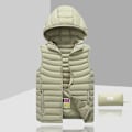Miniatyrbillede 1 af 4: Dunjakke Herre Ærmeløs Aftagelig Hætte Vinter Let Ensfarvet Khaki XL
