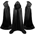 Miniatyrbillede 1 af 4: Halloween Kappe til Børn Voksen Kappe i Satin Stående Hætte Sort Dødskappe (51,2 tommer) 51.2inch