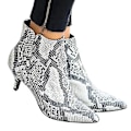Miniatyrbild 2 av 3: Kvinnor Zip Ankel Booties Låg Kitten Häl Spetsiga tå Skor TA Snake Print 39