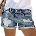 Miniatyrbillede 1 af 4: Dame Ferie Flænger Denim Shorts Jeans Hot Pants Slidte Frynsede Korte Bukser Fra Guanzai XL