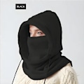 Miniatyrbilde 1 av 4: Vinter Balaclava med snøring Vindtett Skimaske Solid Farge Sykkel Halsvarmer Utendørs Kuldesikker Ansiktsmaske Hette Sjal for Kvinner Menn [DB] qd black