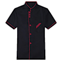 Pikkukuva 5 / 5: Unisex Lyhyt Pitkähihainen Kokkitakki Hotelli Keittiö Palvelu Uniform Työvaatteet (haoyi) A Black and Red L Short Sleeve