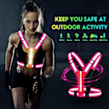 Miniatyrbillede 6 af 6: LED-refleksvest, USB-opladelig, justerbar talje/skulder - qd Pink