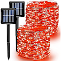 Miniatyrbillede 1 af 5: Røde Solar String Lights udendørs. 12 m 120 LED soldrevne vandtætte Fairy Lights 8 tilstande kobbertråd