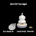 Miniatyrbillede 3 af 5: E27 Moderne Reversibel Loftventilator Lampe 40w Soveværelse Fjernbetjening Ventilator Lampe White Crystal lampshade