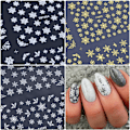 Miniatyrbild 5 av 5: Snowflake Nail Stickers - 3D Snowflake Winter Decals för jul