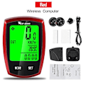 Miniatyrbillede 1 af 4: Trådløs Cykel Speedometer Vandtæt Trådløs Cykelcomputer Cykelkilometertæller Med LCD-display & Multifunktioner Red
