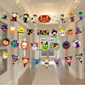 Miniatyrbild 1 av 5: Halloween-bannergirlang, flerfärgad design, vimplar, pumpa, Halloween-dekorationer, rustik väggdekor för Halloween-fest, dörröppning, mantelpiece, Wal Uu
