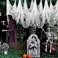 Miniatyrbilde 3 av 5: 5 stk. Halloween Edderkoppnett Rivfast Skummel Realistisk Hengende Edderkoppnett For Halloween Spøkelseshus Dekor