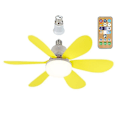 Miniatyrbillede 1 af 5: E27 Moderne Reversibel Loftventilator Lampe 40w Soveværelse Fjernbetjening Ventilator Lampe Yellow Ordinary lampshade