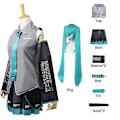 Miniatyrbild 1 av 5: Anime vocaloid miku cosplay kostym peruk klänning kawaii miku cosplay outfits halloween karneval fest kostymer Full set and wig Xs
