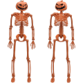 Miniatyrbillede 1 af 4: 15,7' bevægeligt Halloween-skelet - Græskarhoved helkropsskelet med bevægelige led - Rekvisitdekorationer til spøgelseshus - pakke med 2