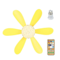 Miniatyrbillede 1 af 5: E27 Moderne Reversibel Loftventilator Lampe 40w Soveværelse Fjernbetjening Ventilator Lampe Yellow Crystal lampshade