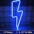 Miniatyrbillede 1 af 5: Neon Skilt Lyn LED Neon Væg Natlampe Batteri Lightning1-Blue
