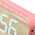 Miniatyrbilde 4 av 5: Bluetooth-høyttalervekkerklokke Digital klokke med Bluetooth-høyttaler Speil Digital skjerm Vekkerklokke for soveromskontor Rosa qd