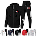 Miniatyrbillede 4 af 6: Mænds TomyJeans Hellynede Varme Hoodie Toppe & Joggingbukser Jakke Træningsdragt Sæt Red qd Red M