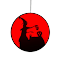 Pikkukuva 1 / 5: Halloween Hehkuva Lasinen Musta Noita Riipus Korutarvikkeet Sisustus Orange