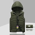 Miniatyrbild 1 av 4: Dunjacka Herr Ärmlös Avtagbar Huva Vinter Lätt Solid Färg Army Green XS
