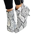 Miniatyrbild 1 av 3: Kvinnor Zip Ankel Booties Låg Kitten Häl Spetsiga tå Skor TA Snake Print 38