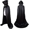 Miniatyrbillede 4 af 4: Halloween Kappe til Børn Voksen Kappe i Satin Stående Hætte Sort Dødskappe (51,2 tommer) 51.2inch