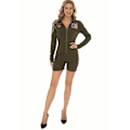 Miniatyrbild 4 av 5: Top Gun Cosplay Amerikansk Flygvapenpilotuniform Halloweenkostymer för Kvinnor Vuxen Armég Grön Militärpilot Jumpsuit M
