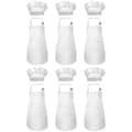 12-delat förkläde och kockmössa, justerbart barnförkläde med fickor (vit, lämplig för 2-6