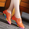 Miniatyrbild 1 av 5: Nya Sneakers i äkta läder som andas för kvinnor Orange 8