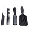 Miniatyrbild 2 av 5: 4 st Hårborste Set Ihålig Kam Spetsig Fin Bred Tand Skalpmassage Styling Set Svart Box Förpackad