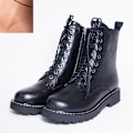 Miniatyrbild 1 av 5: Kvinnor Höst Vinter Låg Klack Cross Strap Läder Ankel Boots Black PU Inside 34 /