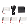 Miniatyrbild 1 av 5: 4 st 903048 3.7V 2000mAh RC Drönarbatteri Portabelt UAV Litiumbatteri med Laddare för KY601S H11D H11C RC Quadcopter
