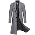 Miniatyrbild 1 av 2: Lång trenchcoat för män Notch Lapel Enkelknäppt överrock grå S